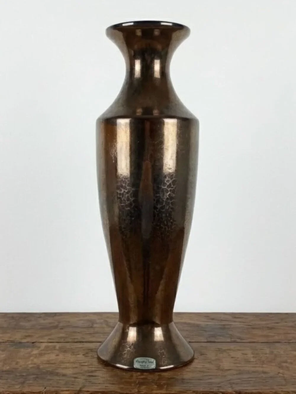 Vintage Haeger Floral Gunmetal Bronze Ceramic Vase 17” Large Mid Century USA MCM